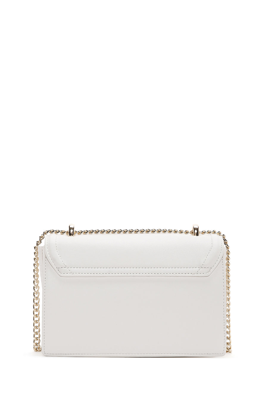 Woman White Chain Strap Braided Crossbody Bag