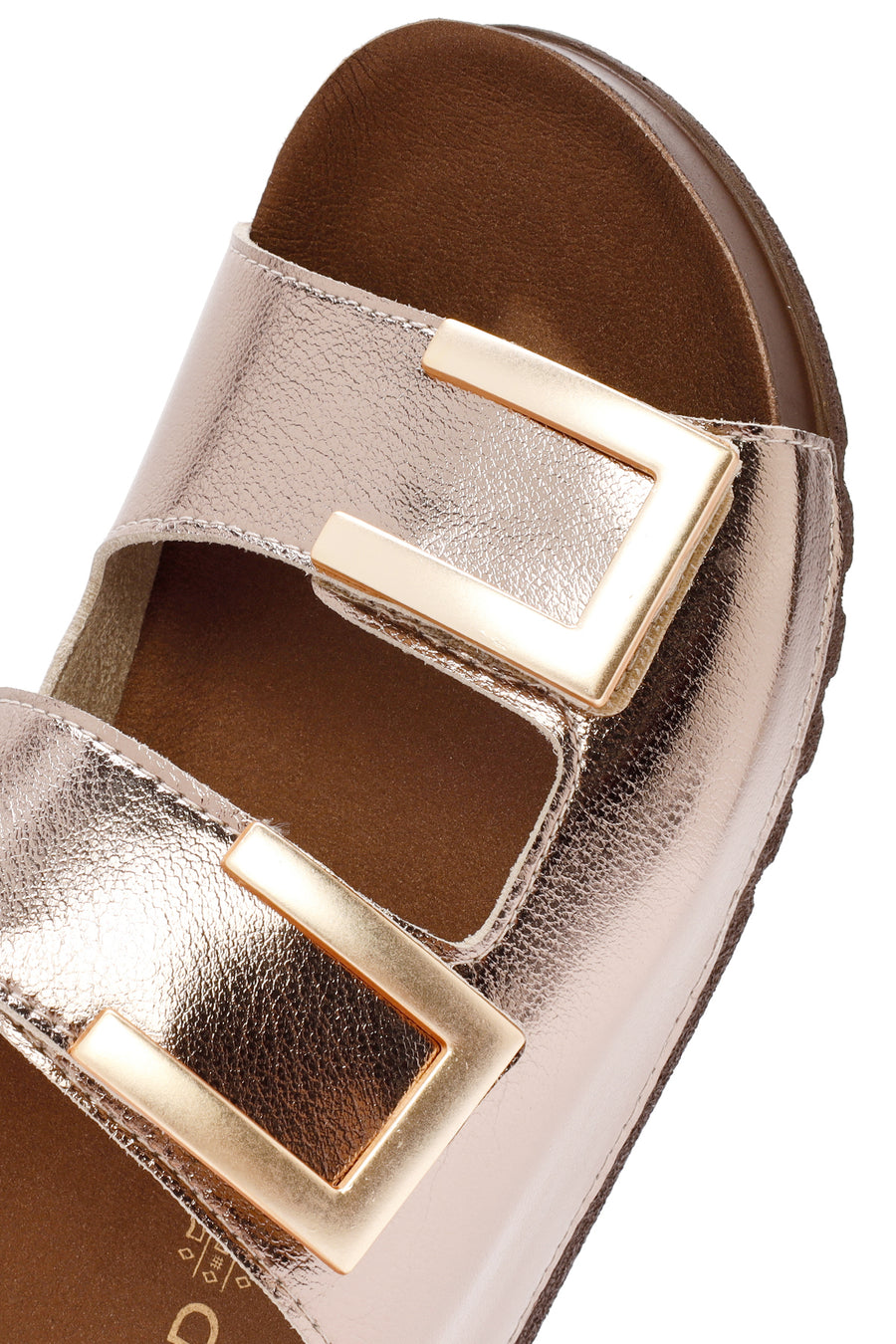 Women's Bronze Double Buckle Comfort Slippers
