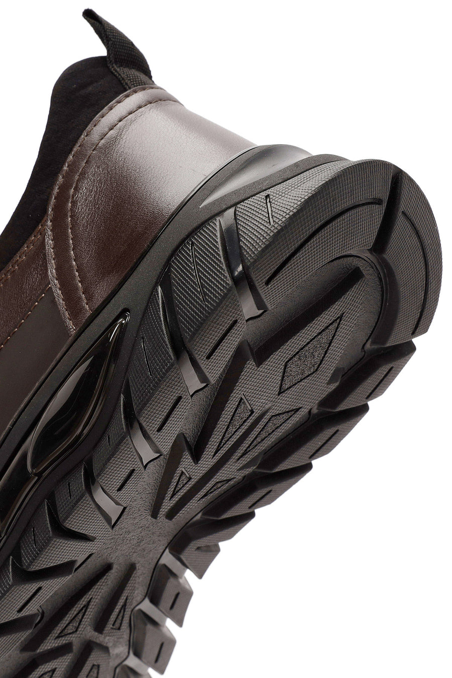 Erkek Kahverengi Bağcıklı Deri Sneaker