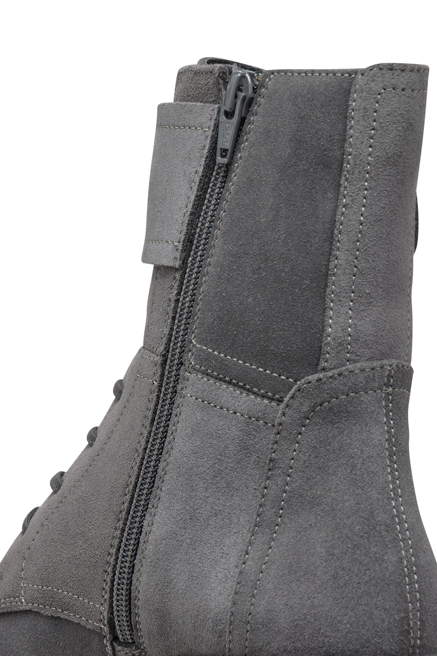 Geox Women's Gray Felleny Lace-Up Zipper Detailed Leather Combat Boots