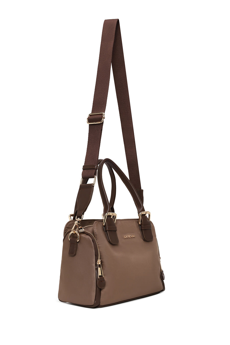 Woman Mink Long-Strap Fabric Shoulder Bag