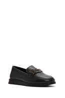 Women's Black Buckled Leather Comfort Loafer | Derimod