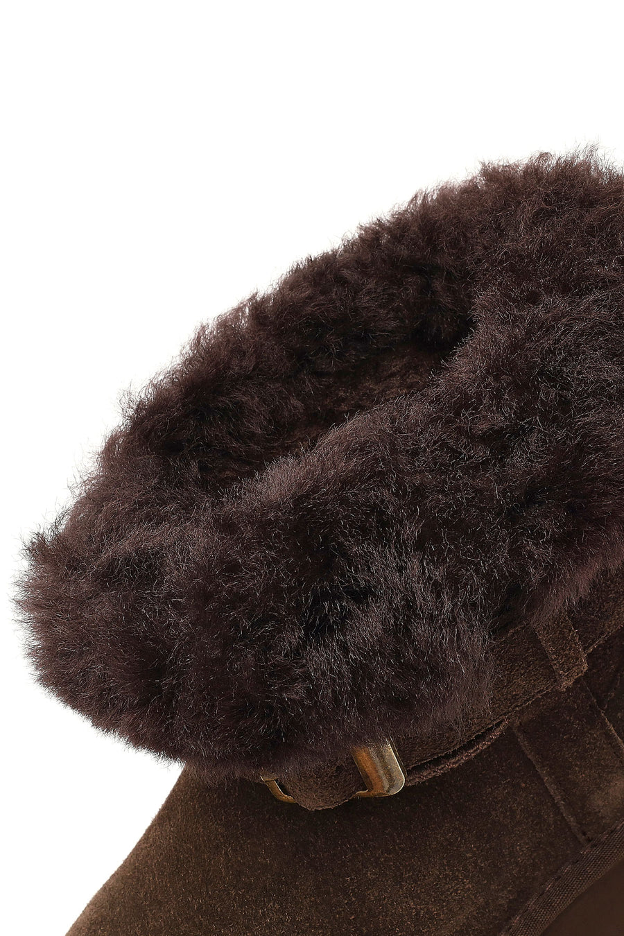Woman Brown Thick-Soled Fur-Detail Suede Teddy Boots
