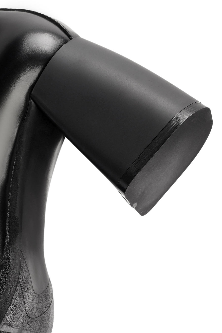 Women's Black Buckle Detailed Thick High Heel Leather Loafer