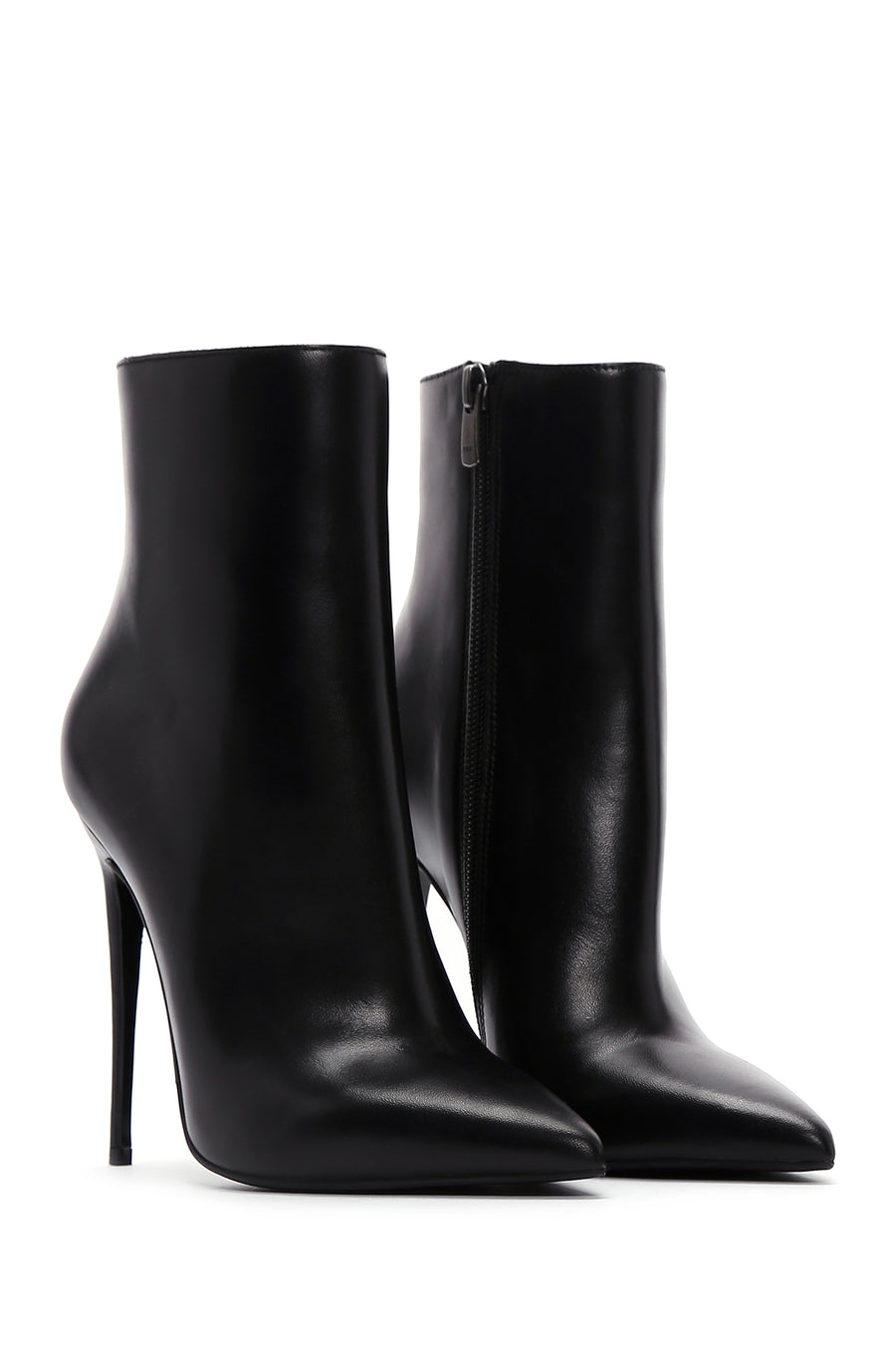 Women's Black Leather Thin Heeled Boots
