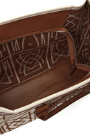 Women's Camel Long Strap Patterned Fabric Shoulder Bag | Derimod