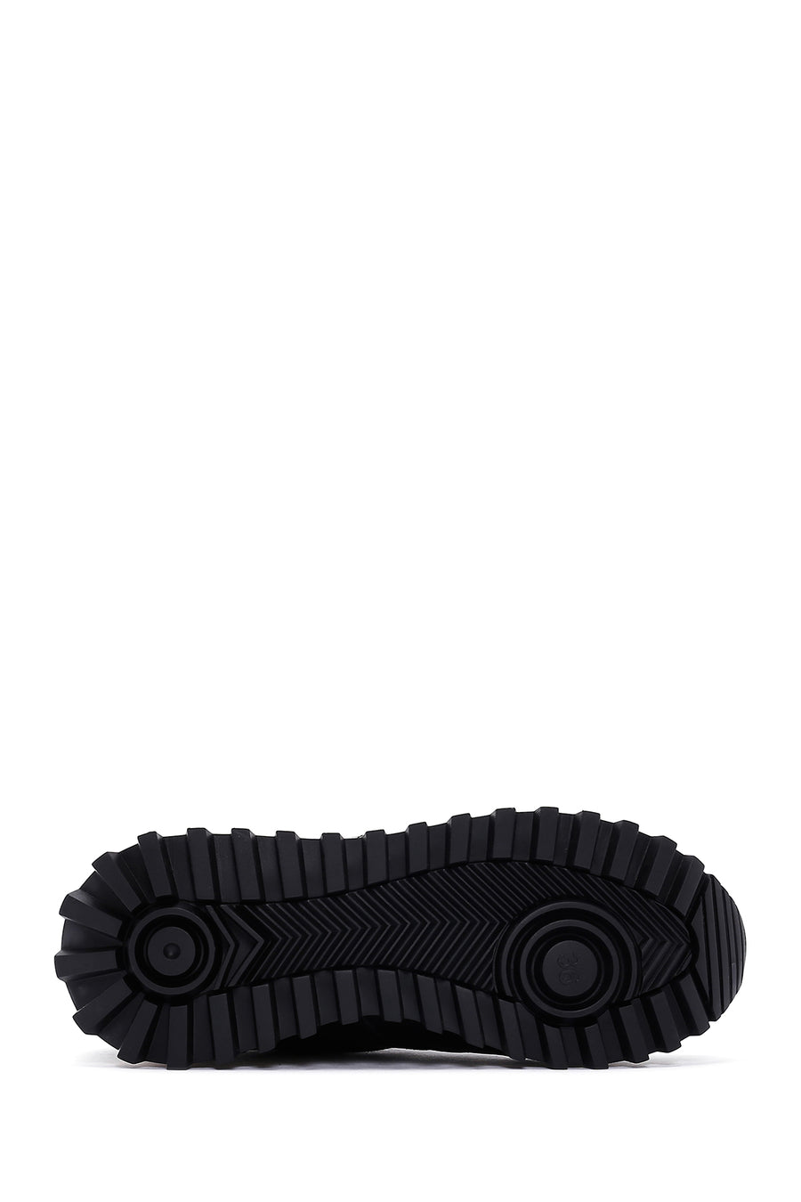 Women's Black Thick Soled Leather Sneaker