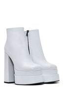 Women's White Leather Platform High Heel Boots | Derimod