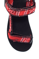 Women's Red Patterned Flat Sandals | Derimod