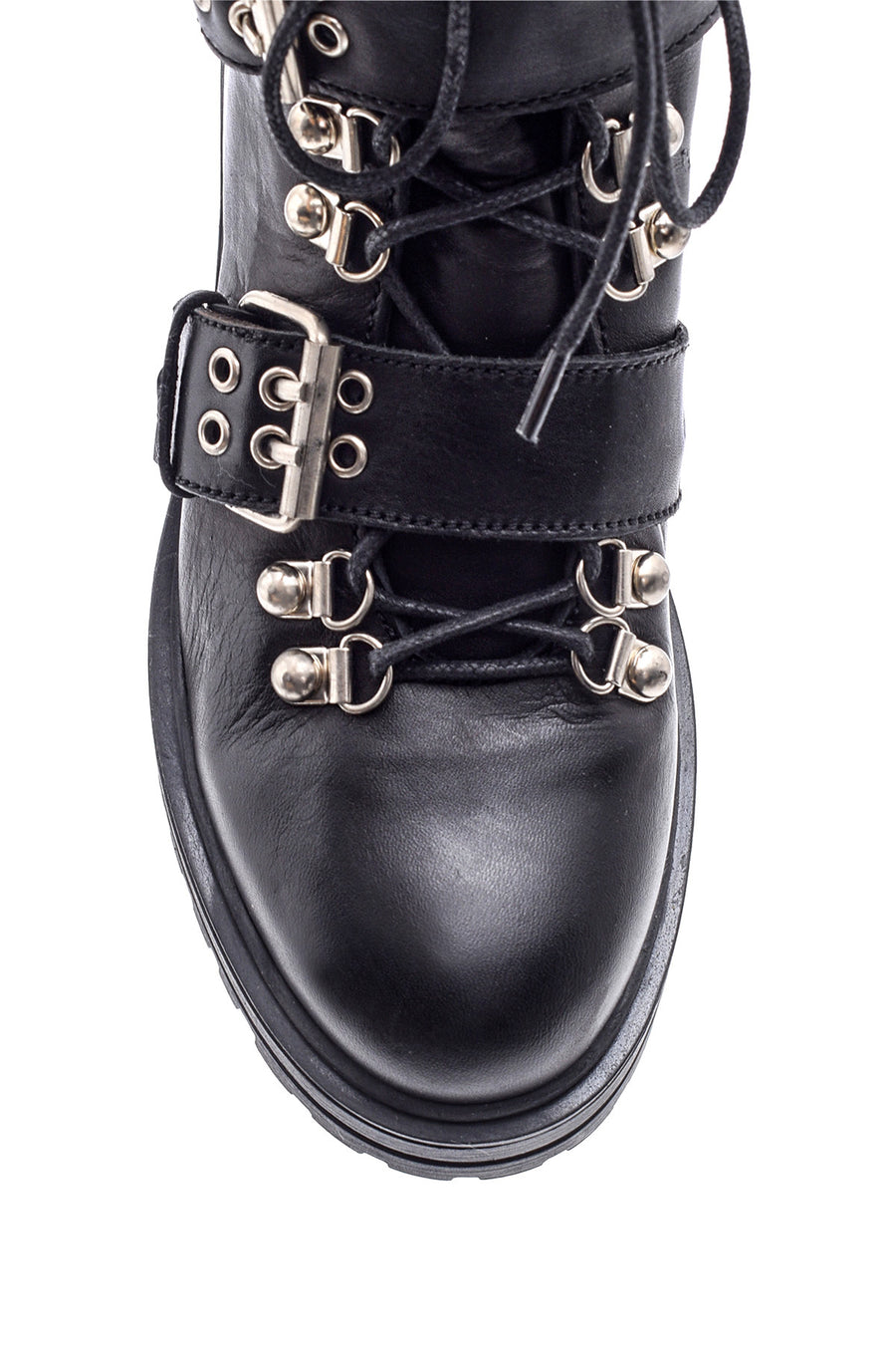 Women's Leather Boots with Buckle Detail