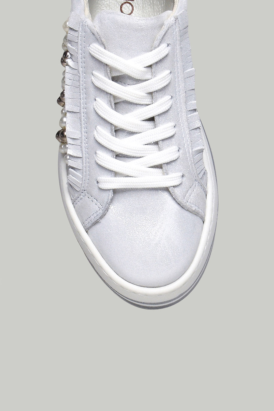 Gümüş Yüksek Tabanlı Kadın Deri Sneaker