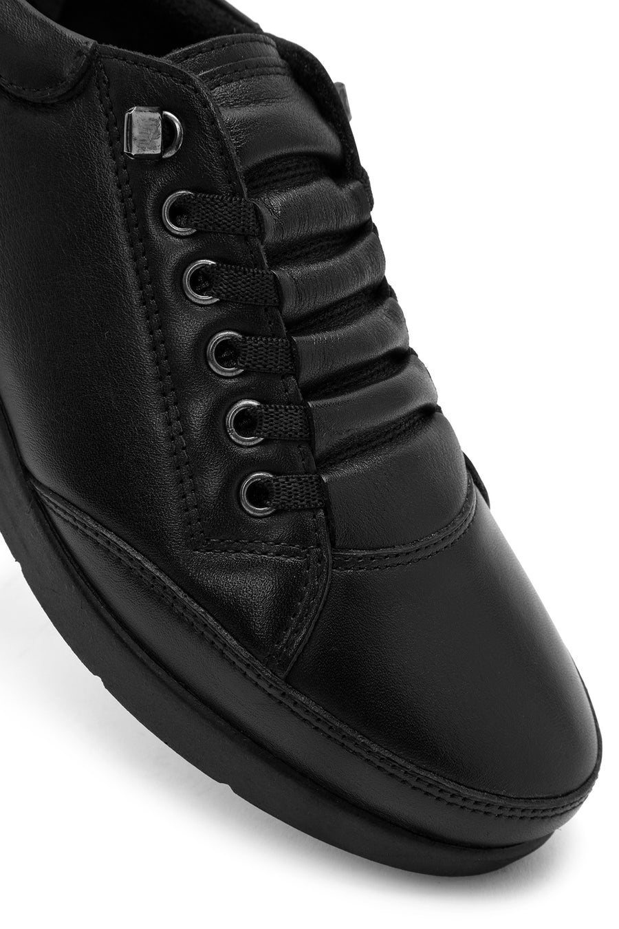 Women's Black Leather Comfort Shoes