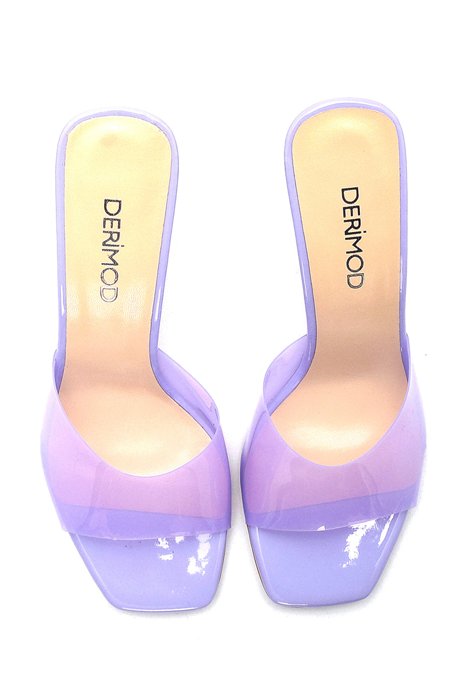 Women's Lilac Vinyl Heeled Slippers