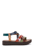 Women's Multicolored Thick-Soled Leather Bodrum Sandals | Derimod