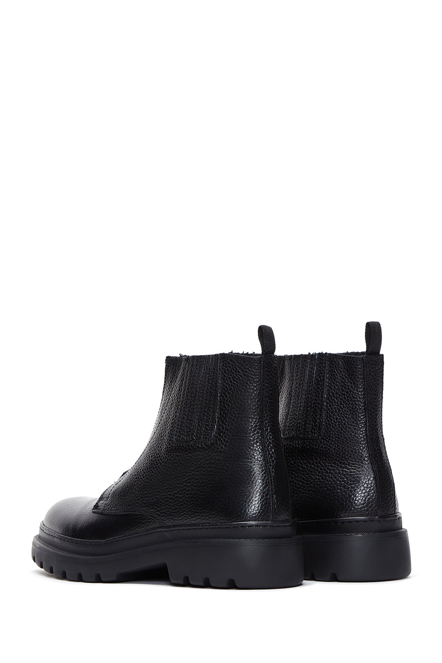 Men's Black Zippered Leather Casual Boots
