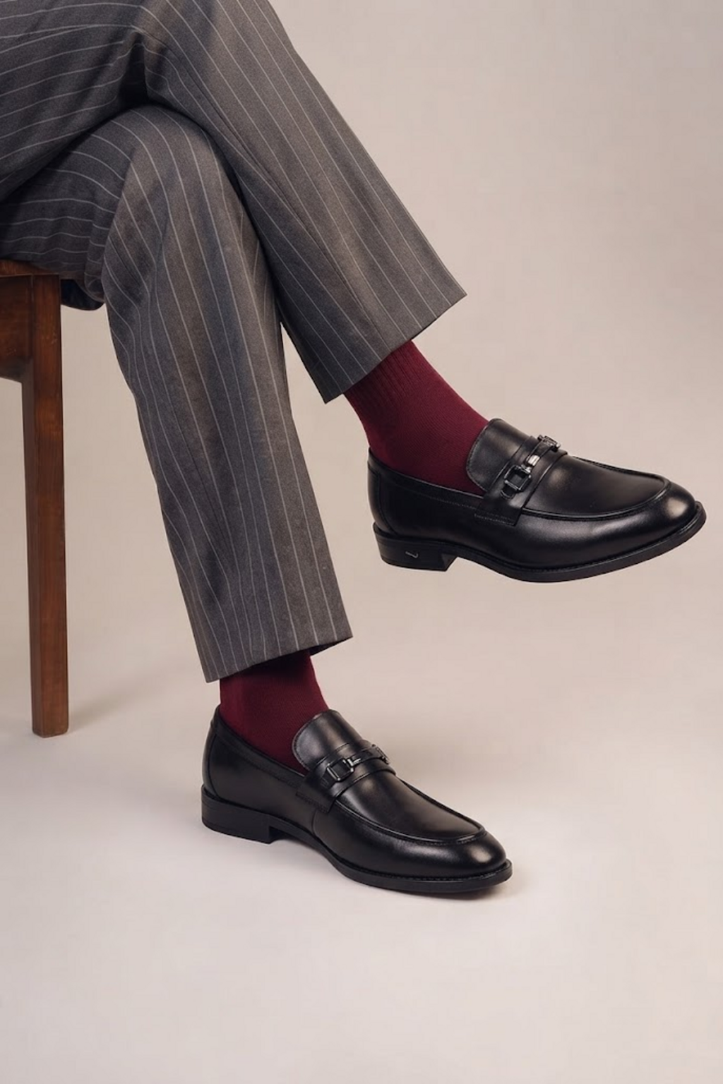 Erkek Siyah Tokalı Deri Klasik Loafer
