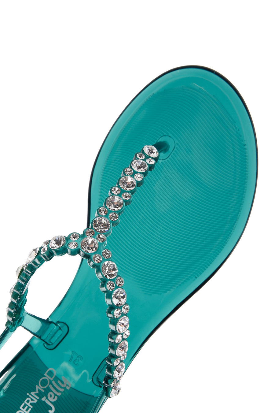 Women's Blue Ankle Strap Stone Flip Flops Sandals