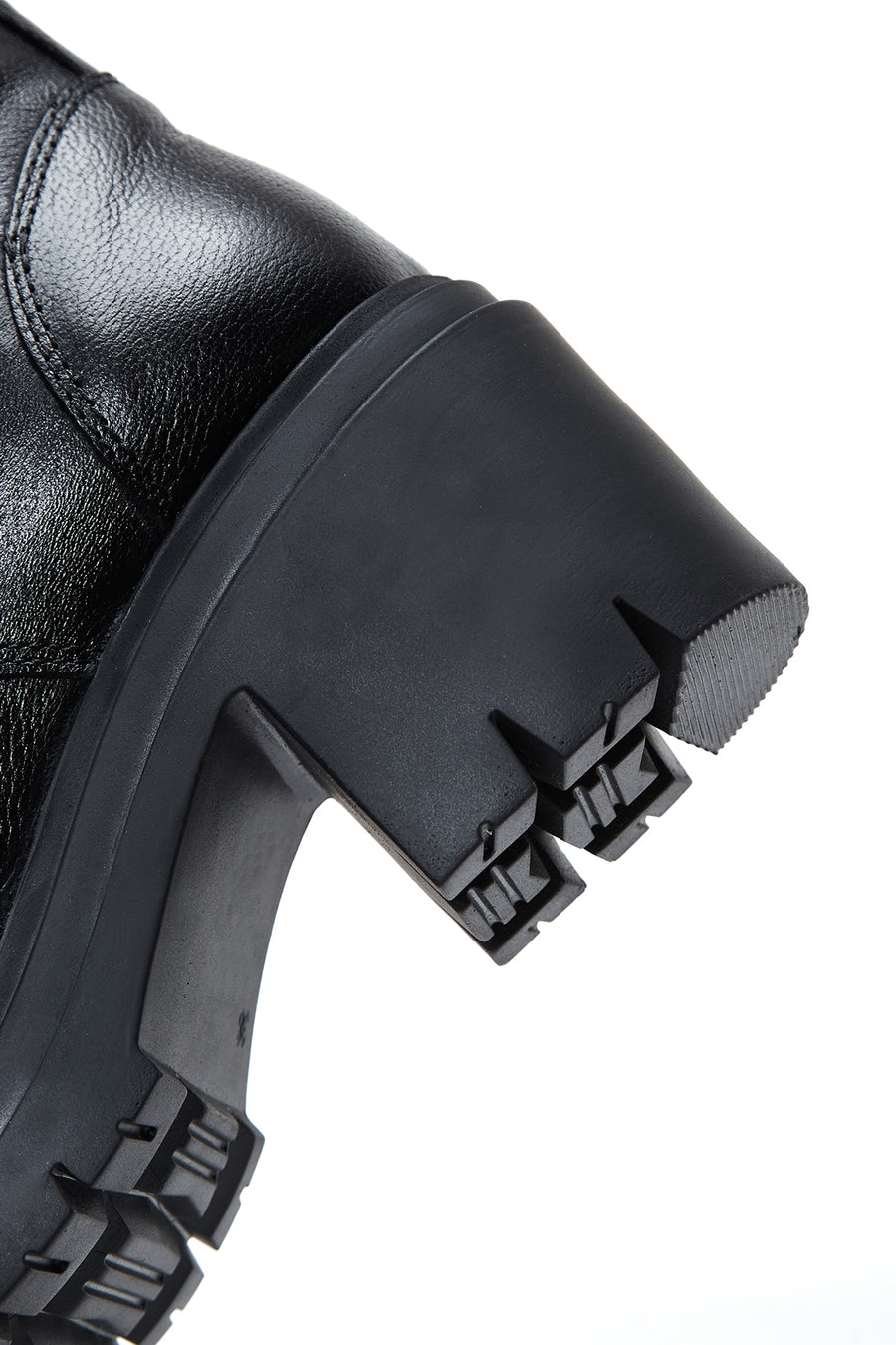 Women's Black Leather Heeled Boots