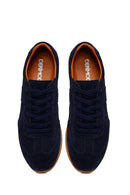Male Navy Lace-up Suede Leather Sneaker | Derimod