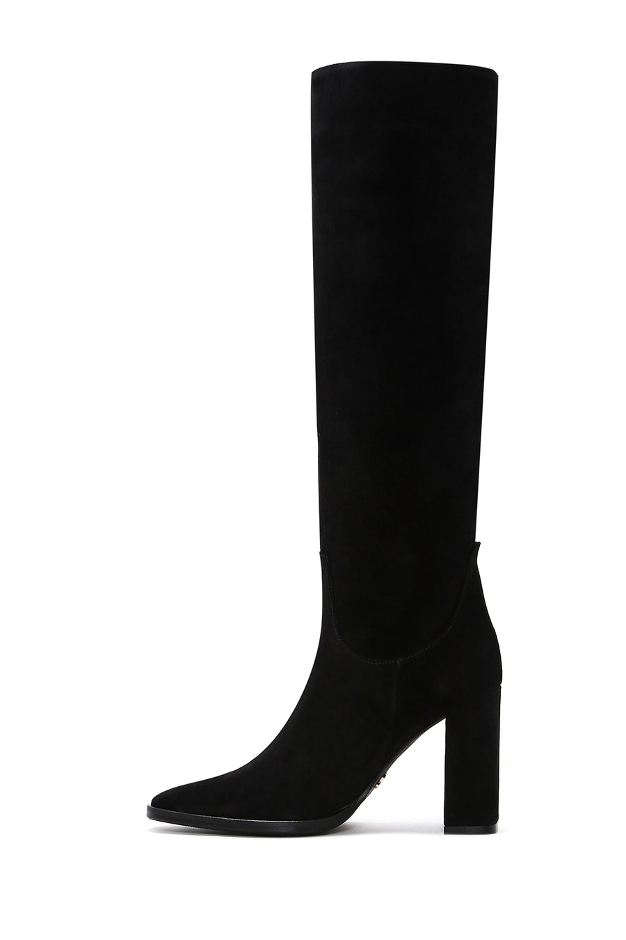 Women's Black Suede Leather Heeled Boots