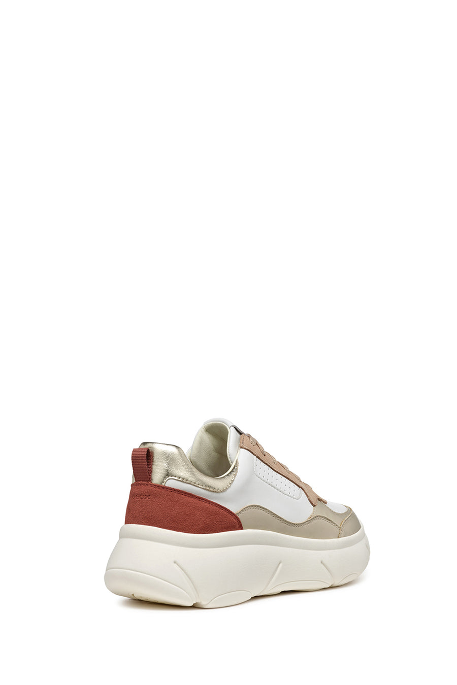 Geox Women's White Nebula 2.0 X Lace-Up Chunky Sole Leather Sneaker