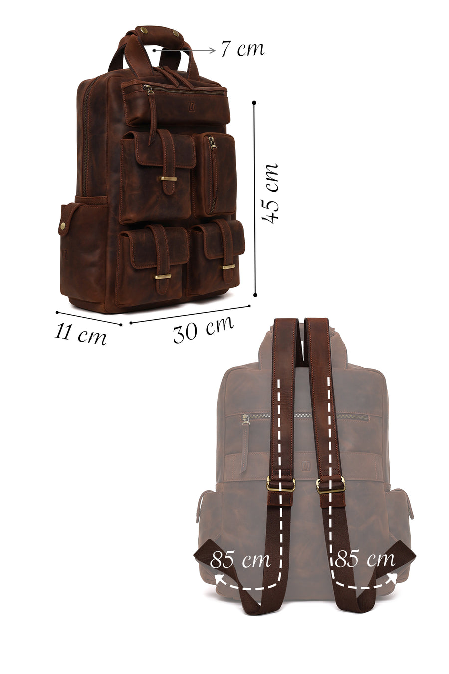 Male Brown Leather Backpack