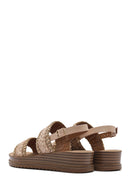 Women's Beige Ankle Buckle Thick Soled Straw Sandals | Derimod