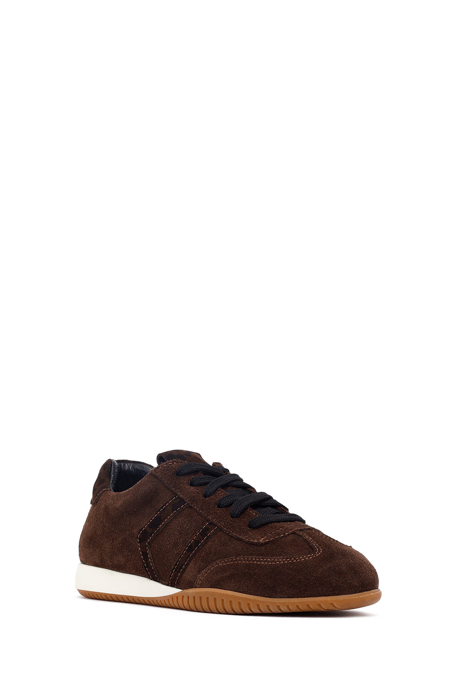 Woman Brown Laced Suede Leather Sneakers
