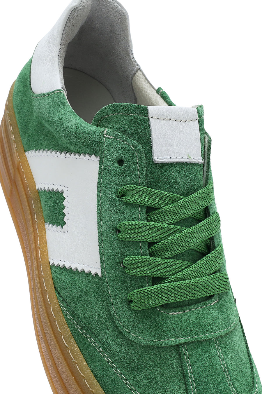 Kadın Yeşil Bağcıklı Süet Deri Sneaker