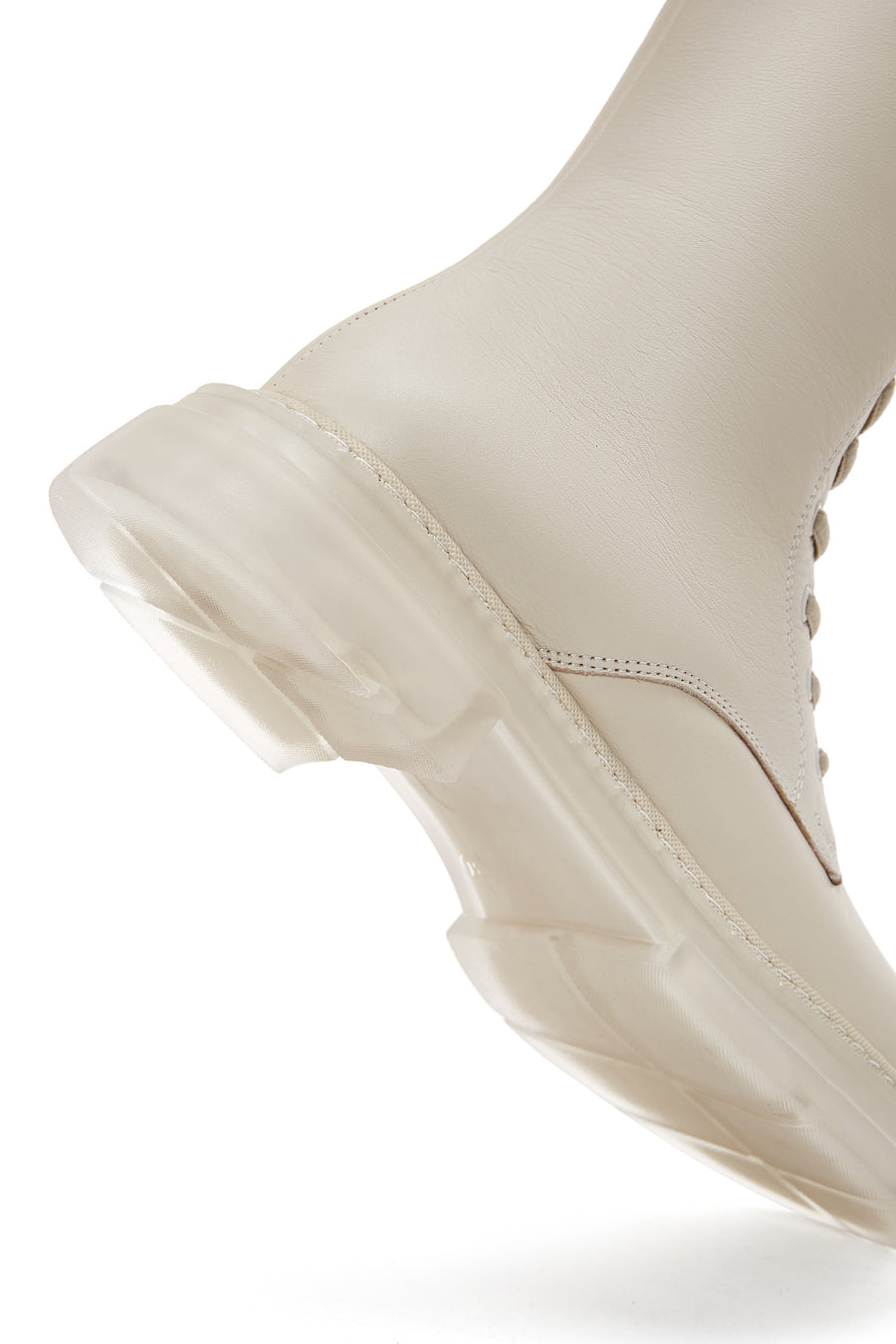 Women's Cream Leather Lace Up Boots
