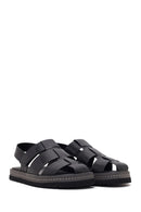 Men's Black Leather Sandals | Derimod