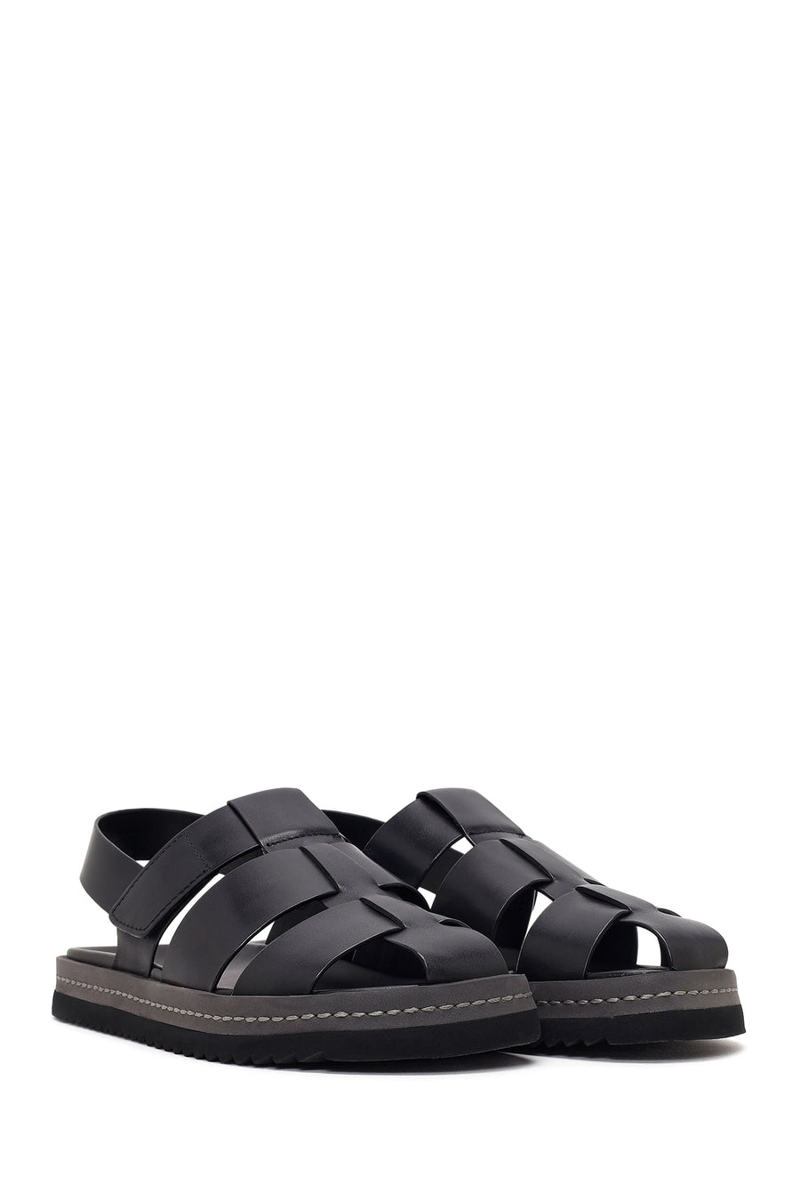 Men's Black Leather Sandals