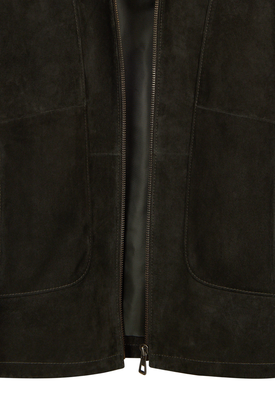 Lorenzo Male Gray Stand Collar Suede Leather Jacket
