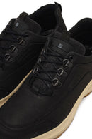 Men's Black Lace-Up Thick-Soled Nubuk Leather Casual Sneaker | Derimod