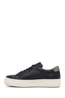 Kadın Siyah Bağcıklı Deri Sneaker | Derimod