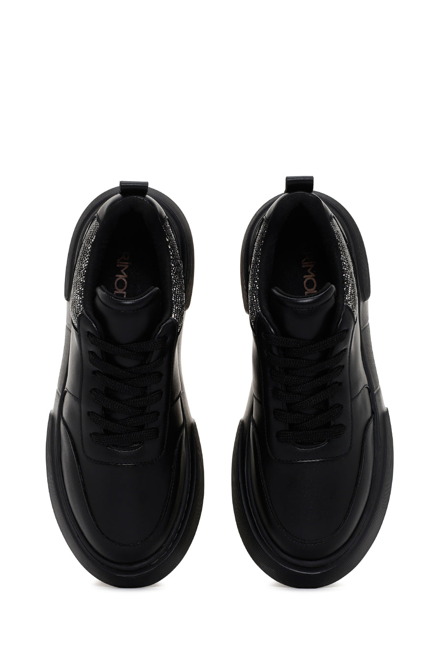 Women's Black Thick Soled Stone Sneaker