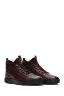 Men's Brown Leather High Top Sneaker | Derimod