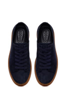 Erkek Lacivert Bağcıklı Süet Deri Sneaker | Derimod