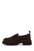 Woman Dark Mink Suede Masculine Loafer | Derimod