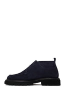 Male Navy Blue Lace-up Suede Casual Boots | Derimod