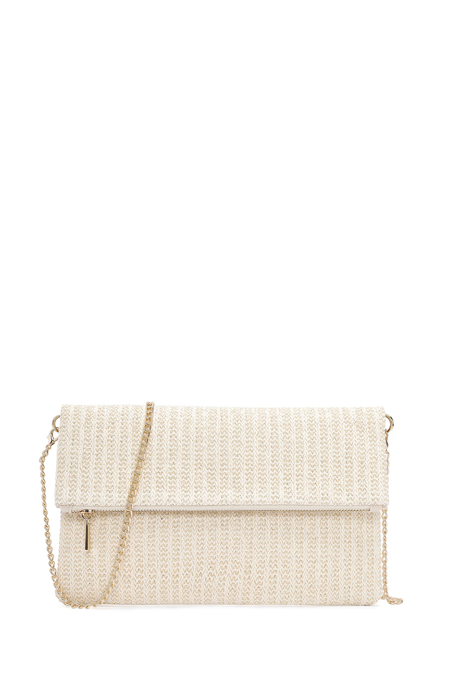 Women's Cream Long Chain Strap Straw Clutch Bag 24SBD2216M7 | Derimod