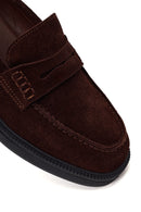Woman Brown Suede Masculine Loafer | Derimod