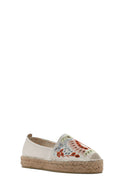 Women's Beige Patterned Leather Espadrilles | Derimod
