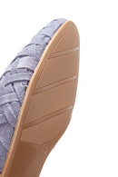 Women's Lilac Suede Leather Braided Flat Slippers | Derimod