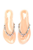 Women's Pink Transparent Stone Flip Flops | Derimod