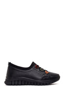 Woman Black Thick-Soled Leather Comfort Shoes | Derimod