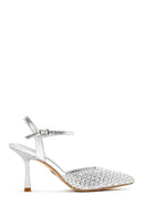 Women's Grey Ankle Buckle Braided Thin Heeled Shoes | Derimod