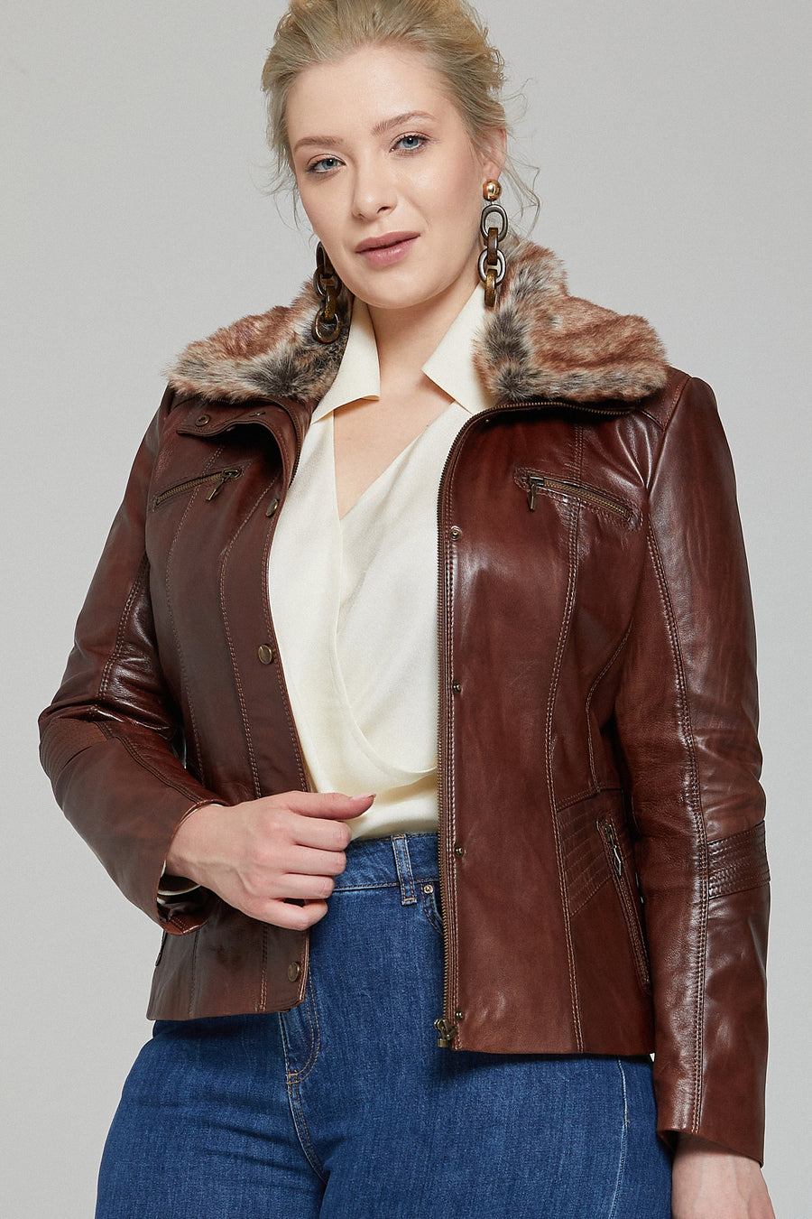 Rebecca Women's Leather Jacket 19WGE5159L7 | Derimod