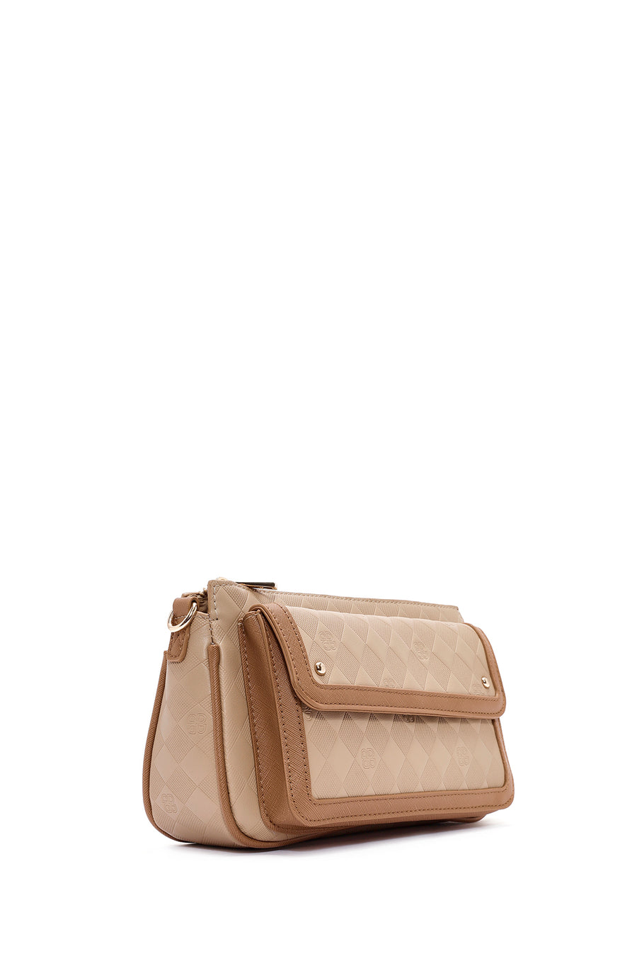 Women's Beige Long Strap Printed Crossbody Bag