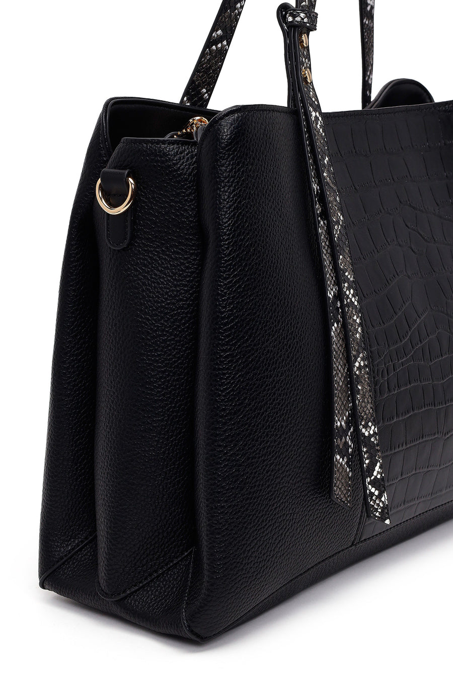 Woman Black Long-Strap Patterned Shoulder Bag